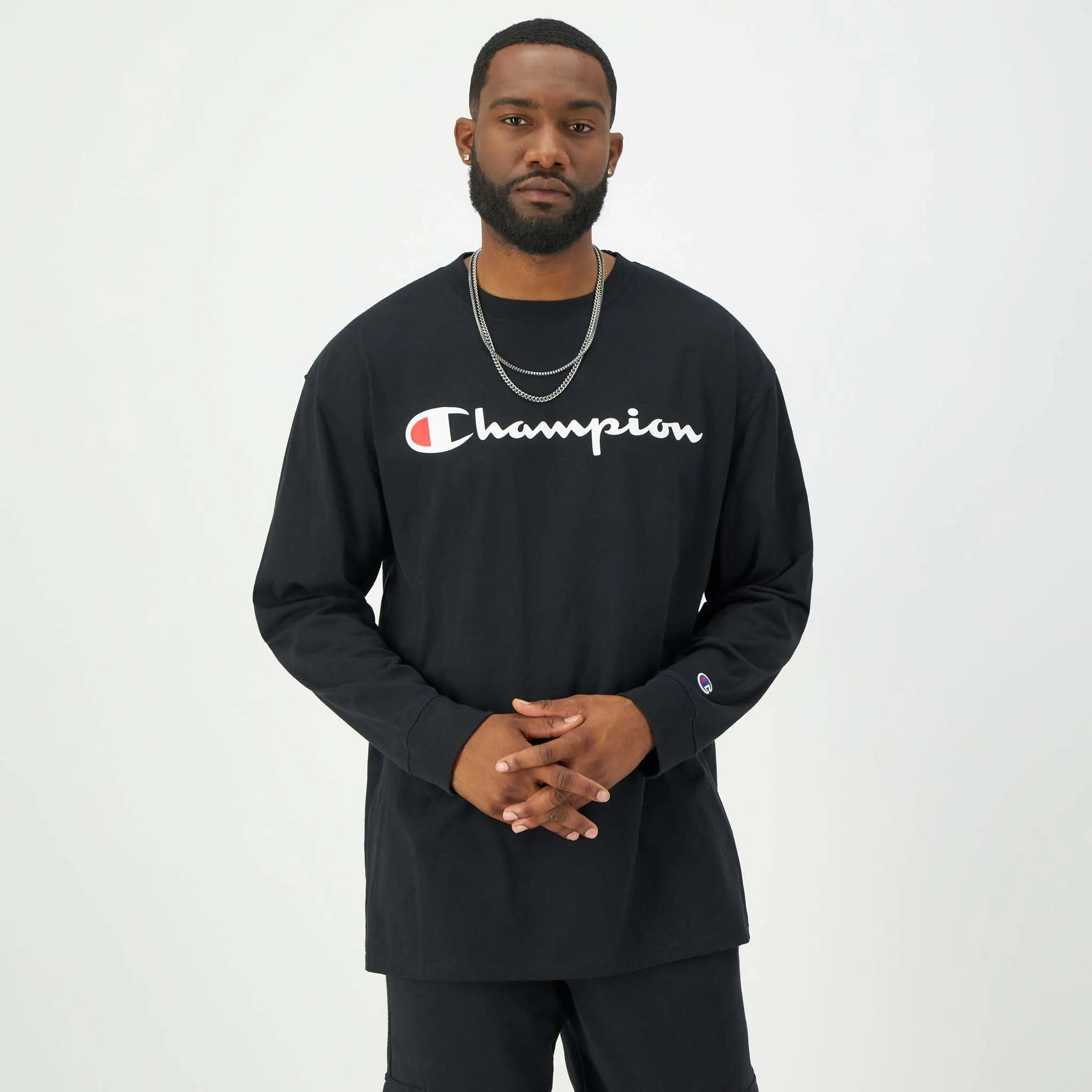 Classic Graphic Long-Sleeve T-Shirt, Script Logo - Big & Tall sold by Champion