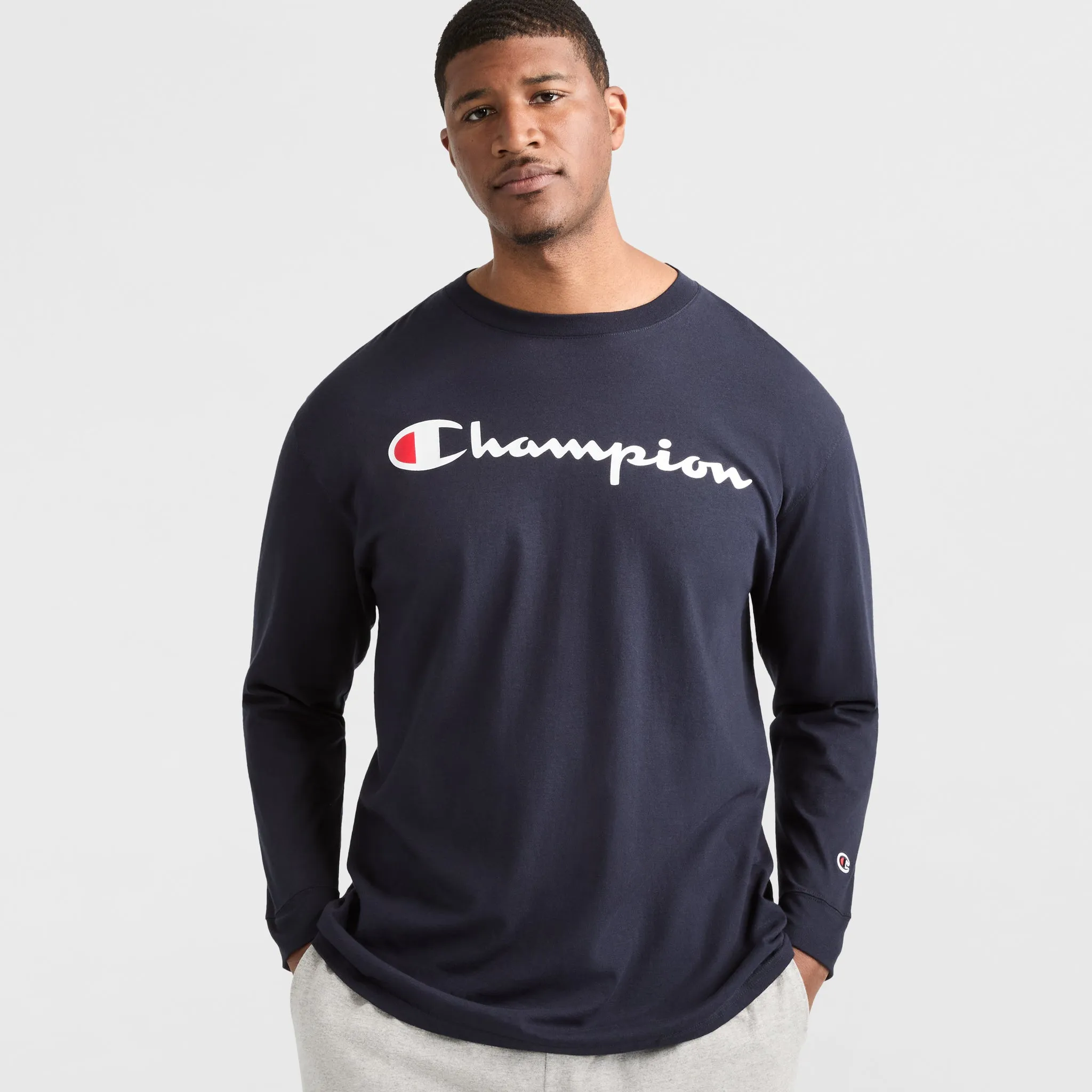 Classic Graphic Long-Sleeve T-Shirt, Script Logo - Big & Tall sold by Champion