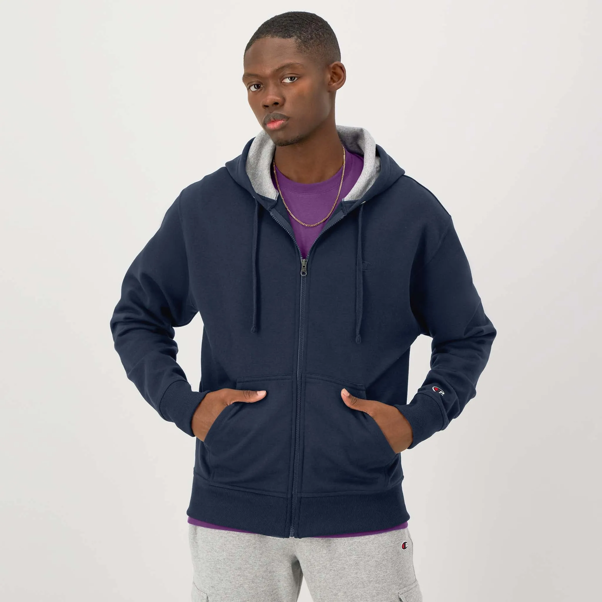 Powerblend Full-Zip Hoodie, C Logo sold by Champion