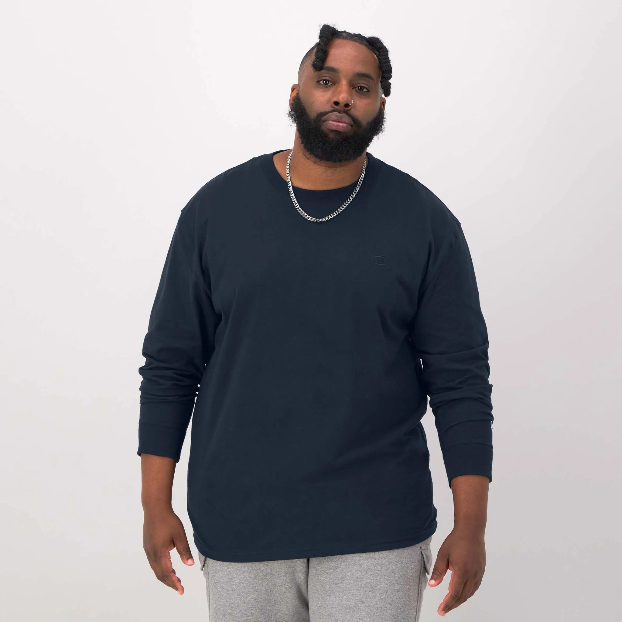 Classic Long-Sleeve T-Shirt, Embroidered C Logo - Big & Tall sold by Champion