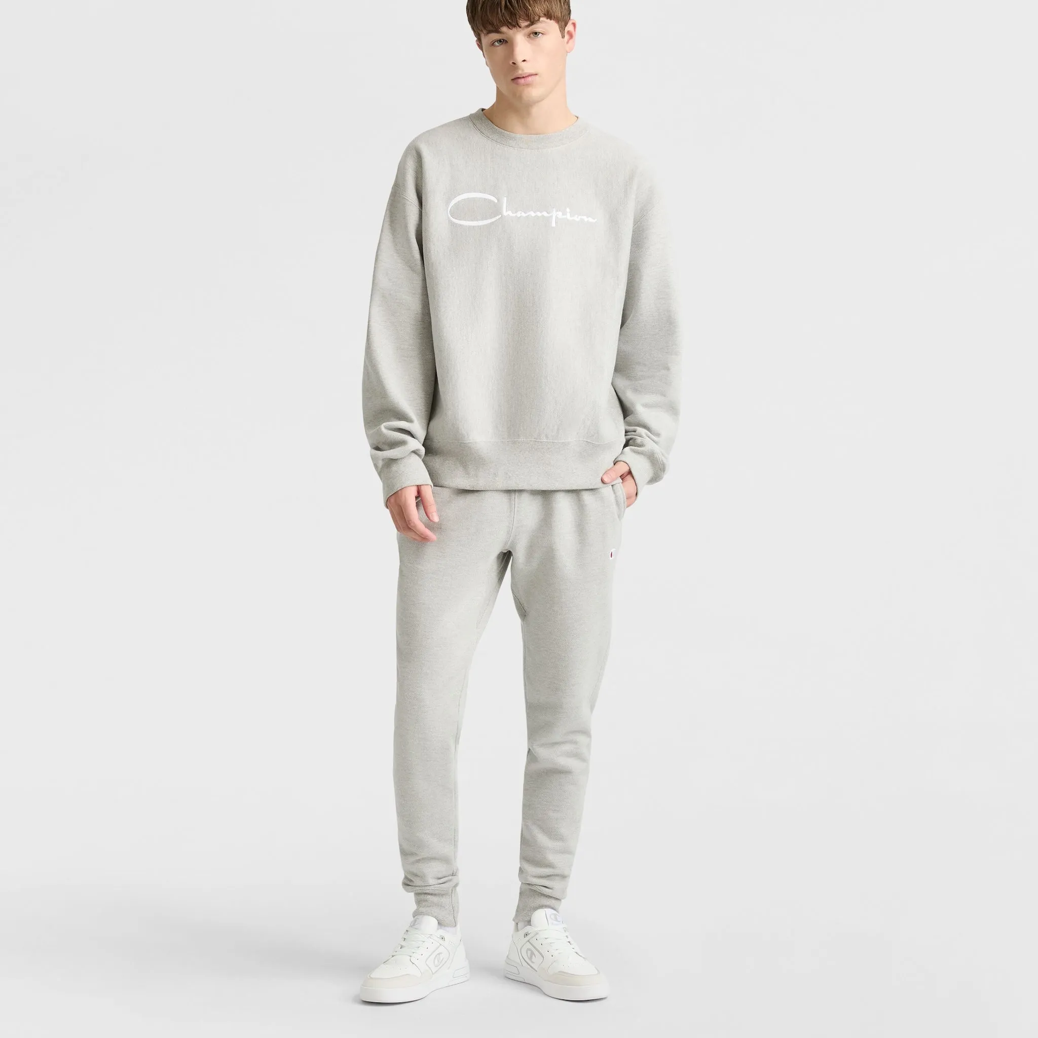 Reverse Weave Crewneck Sweatshirt, White Vintage Script Logo sold by Champion product image thumbnail 5