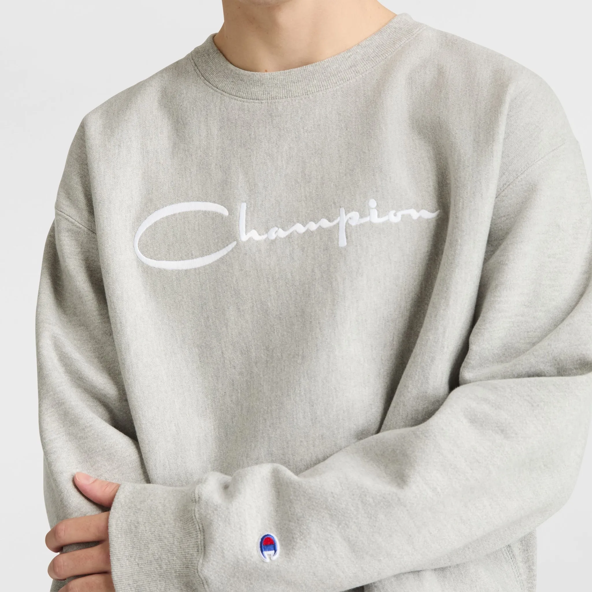 Reverse Weave Crewneck Sweatshirt, White Vintage Script Logo sold by Champion product image thumbnail 3