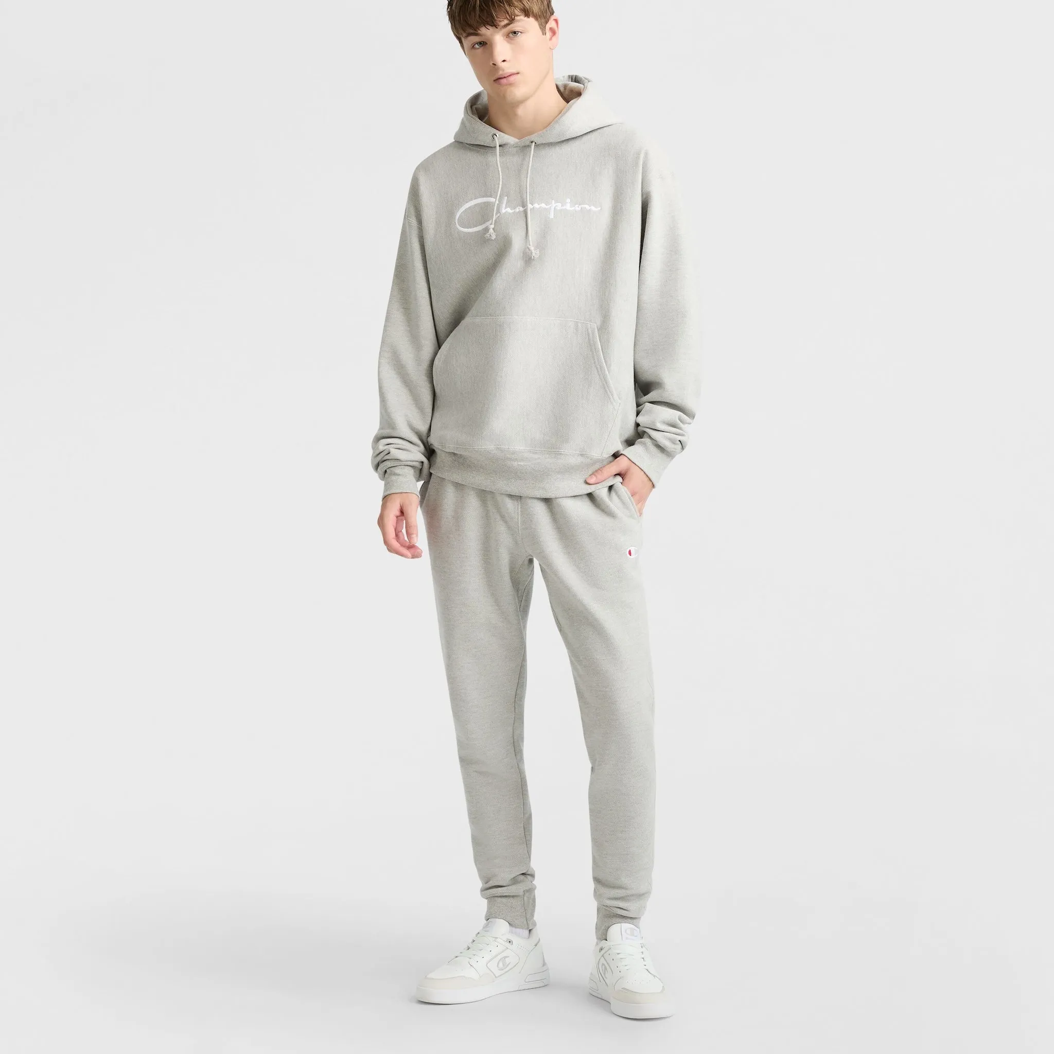 Reverse Weave Hoodie, White Vintage Script Logo sold by Champion product image thumbnail 4