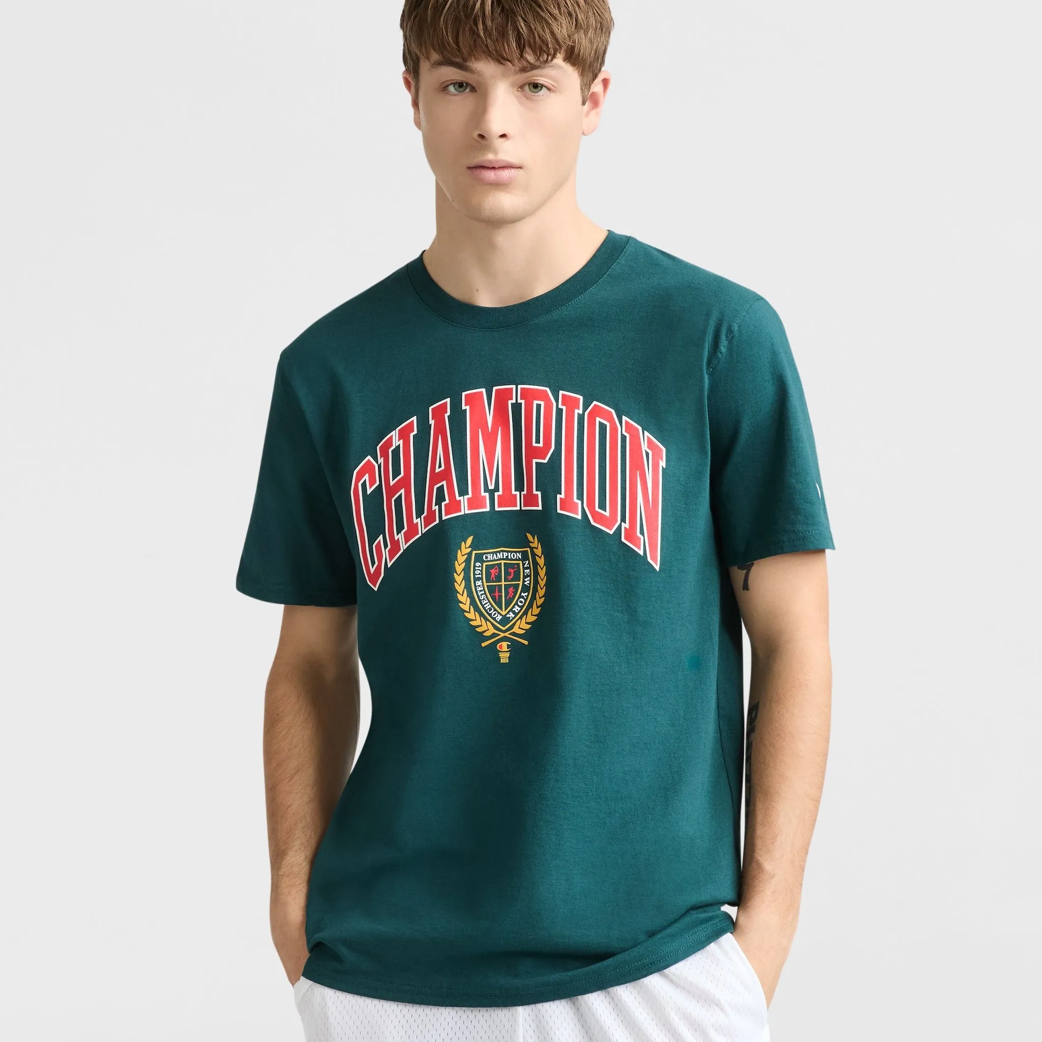 Classic Graphic T-Shirt, Block Arch & Seal sold by Champion