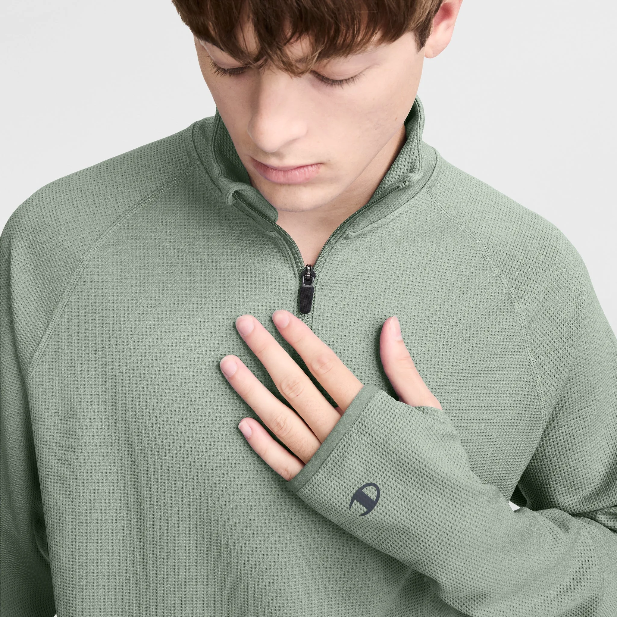 C-VPR 1/4 Zip Waffle Knit Pullover, Reflective C Logo sold by Champion product image thumbnail 3