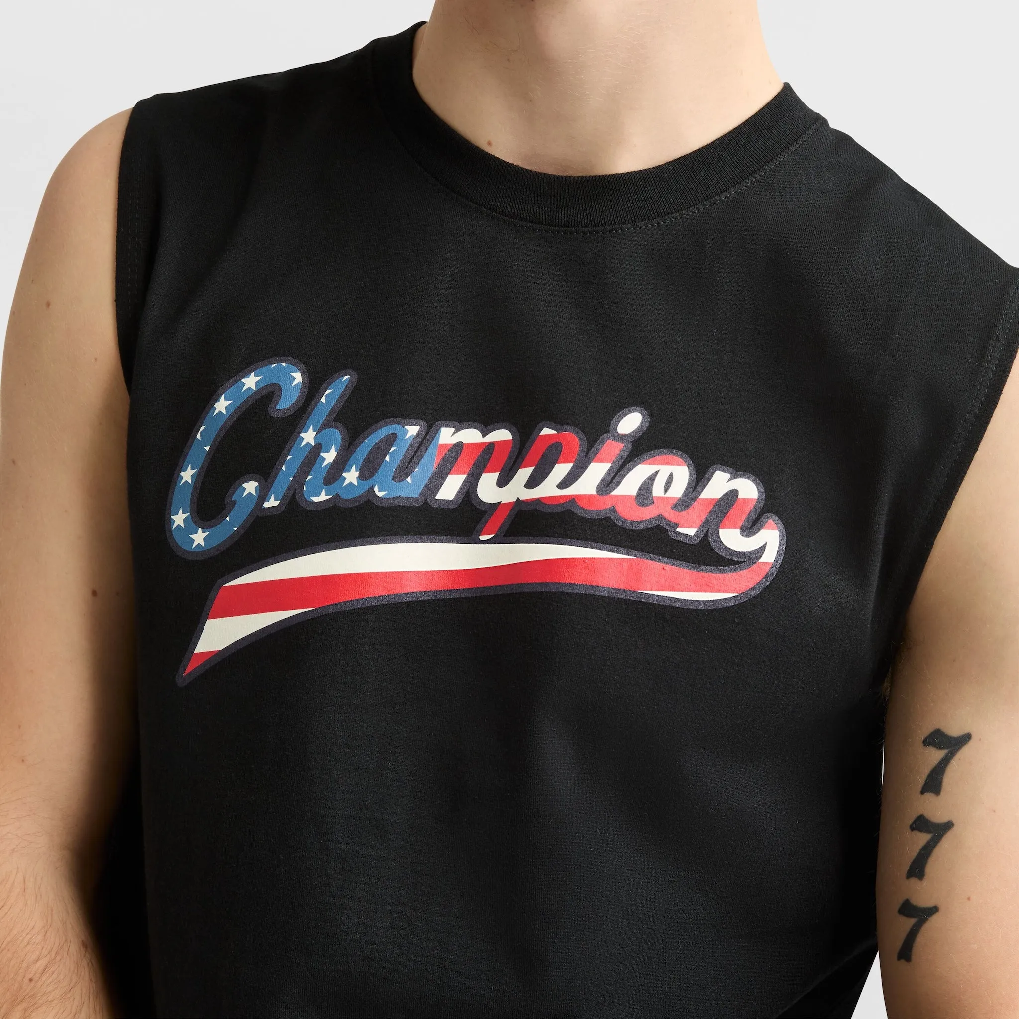 Classic Graphic Muscle Tank, USA Flag Script sold by Champion product image thumbnail 3