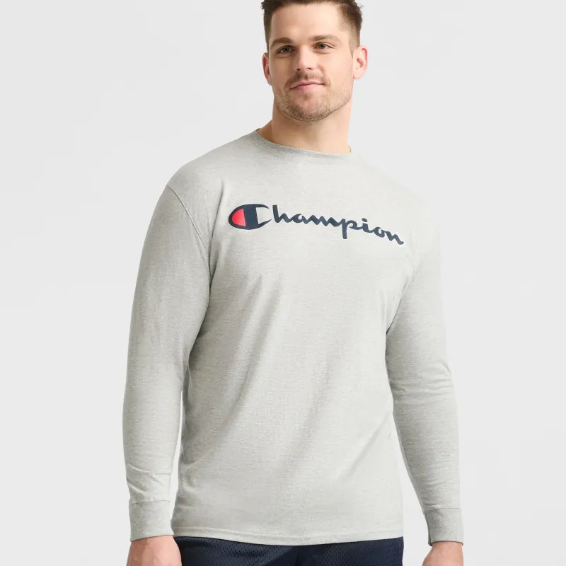 Classic Graphic Long-Sleeve T-Shirt, Script Logo - Big & Tall sold by Champion