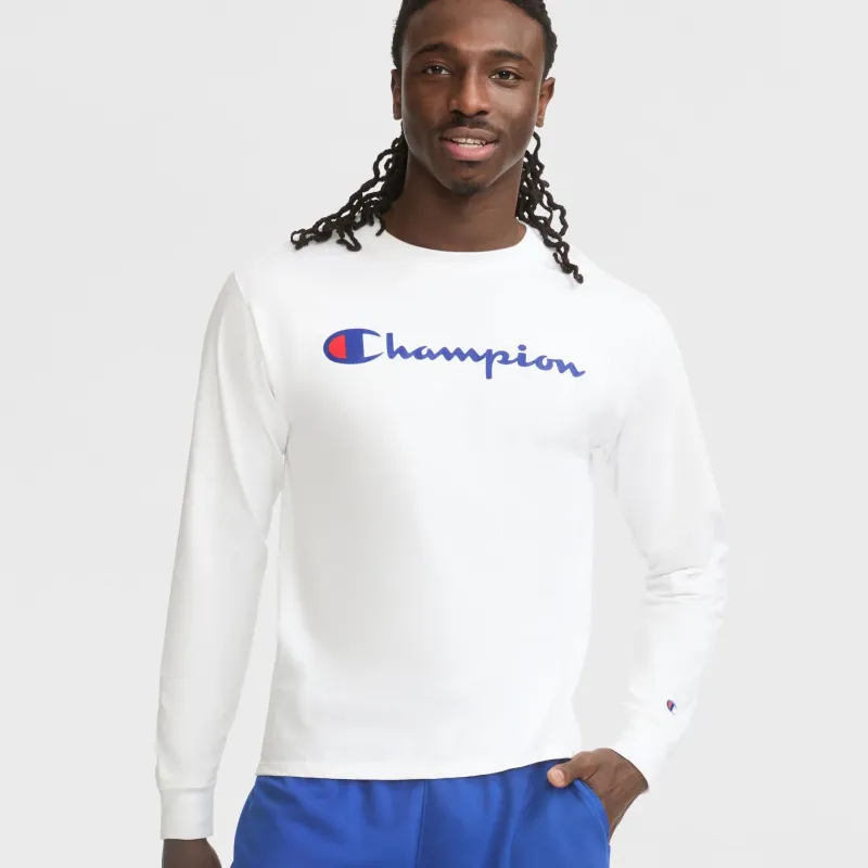 Classic Graphic Long-Sleeve T-Shirt, Script Logo sold by Champion