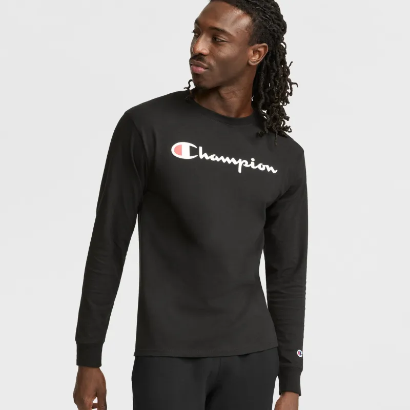 Classic Graphic Long-Sleeve T-Shirt, Script Logo sold by Champion