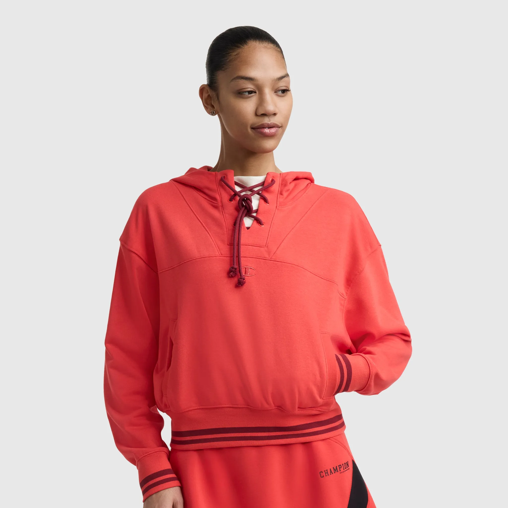 Tackle Lace Front Hoodie, Tonal Embroidered C Logo sold by Champion