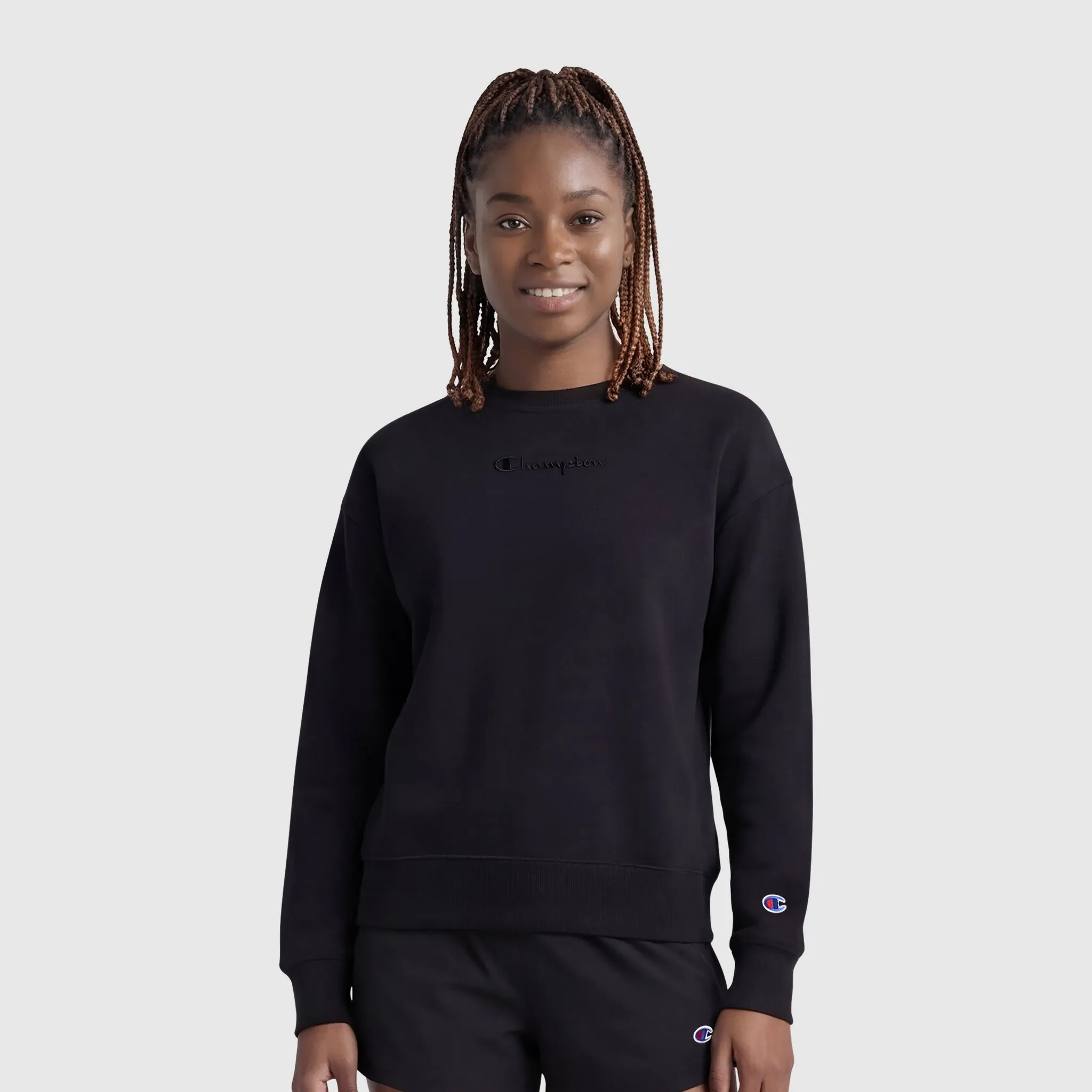Powerblend Crewneck Sweatshirt, Embroidered Script Logo sold by Champion