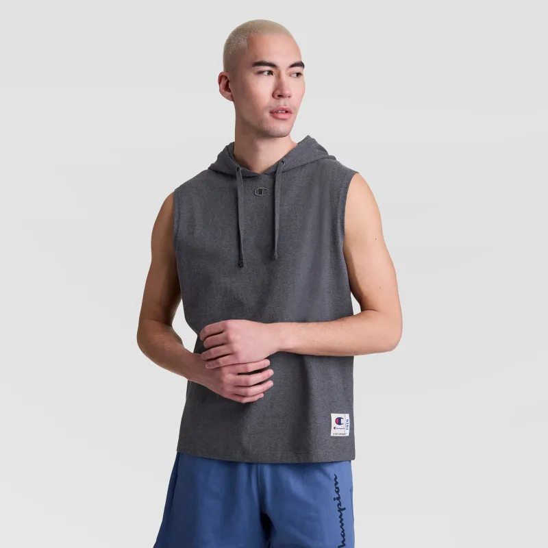 Sleeveless Hoodie, Embroidered C Logo made by Champion