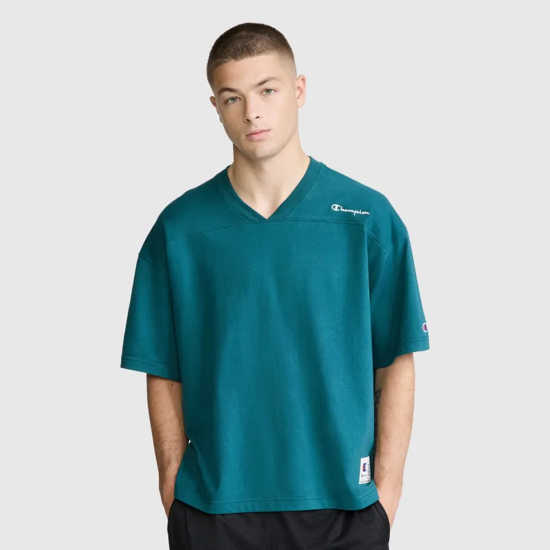 Short Sleeve Boxy T-Shirt, Embroidered Script Logo made by Champion