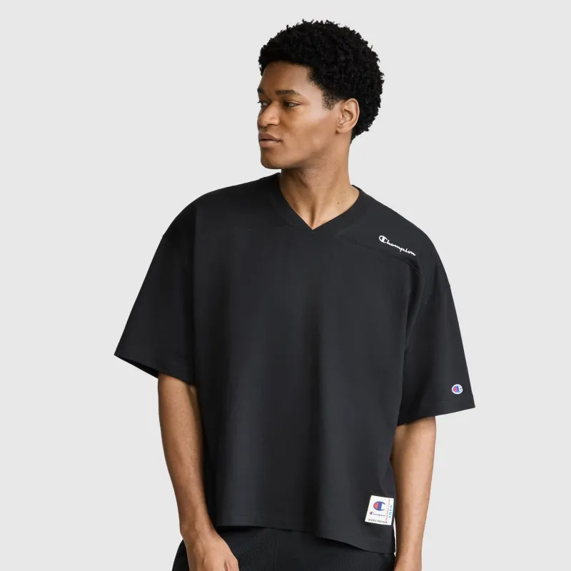 Short Sleeve Boxy T-Shirt, Embroidered Script Logo made by Champion