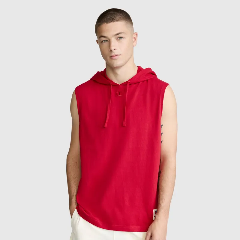 Jersey Sleeveless Hoodie, C Logo made by Champion