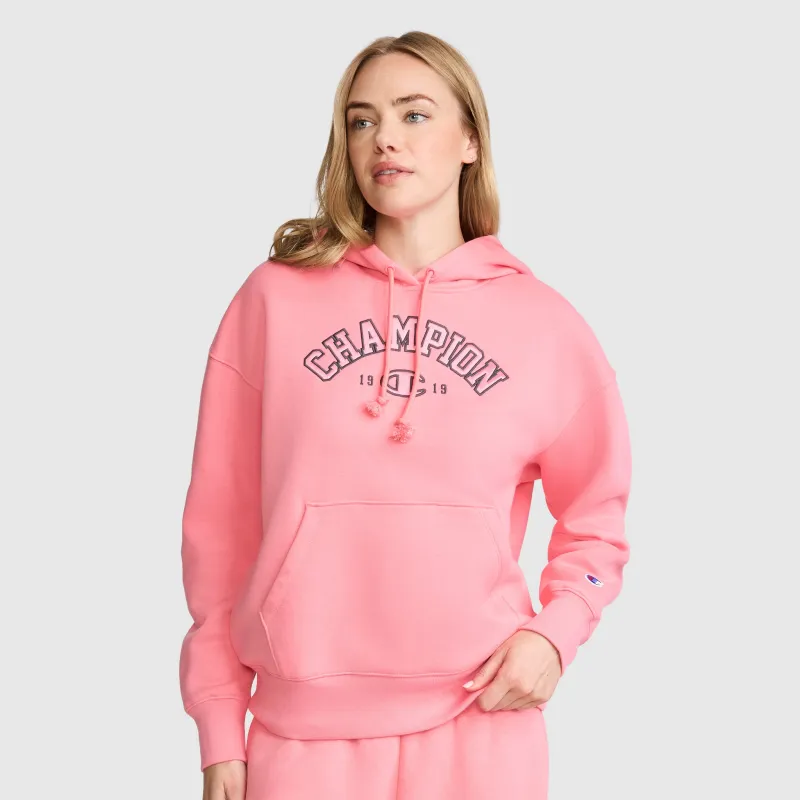 Fleece Hoodie, Satin Applique made by Champion