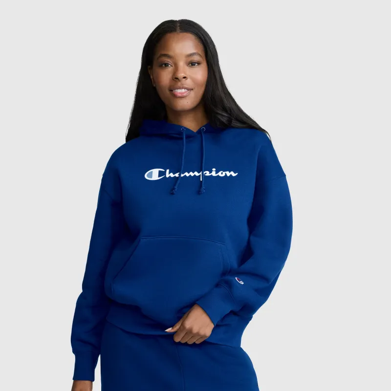 Champion Women’s Powerblend Relaxed Hoodie, Script Logo made by Champion