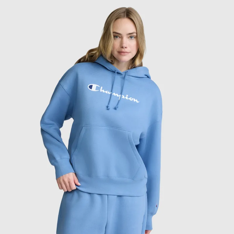 Champion Women’s Powerblend Relaxed Hoodie, Script Logo made by Champion