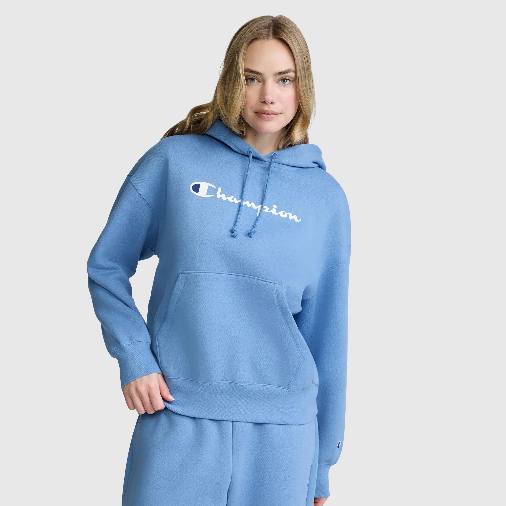Champion Women’s Powerblend Relaxed Hoodie, Script Logo sold by Champion