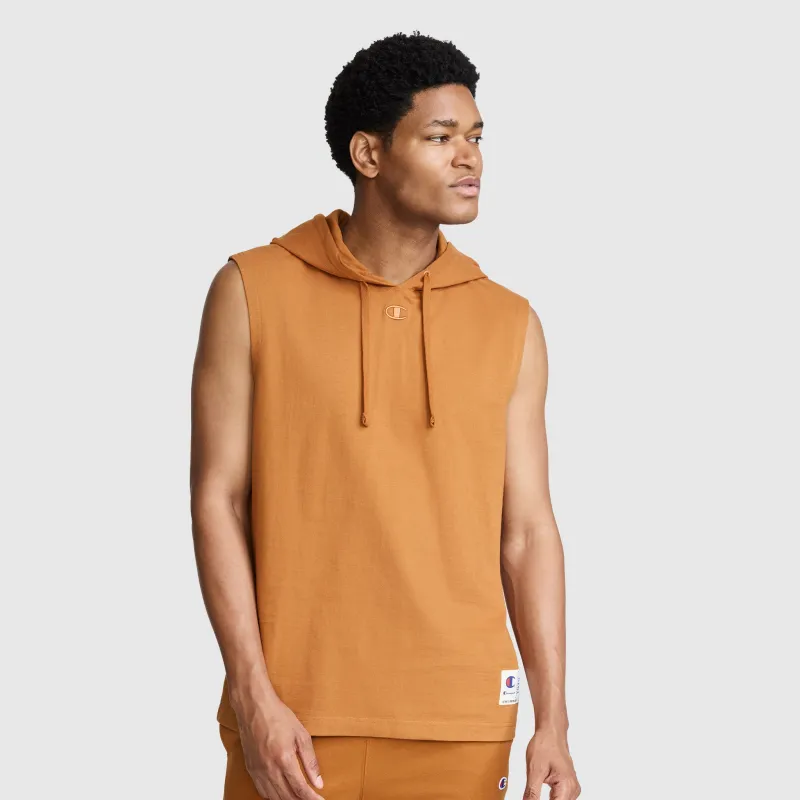 Jersey Sleeveless Hoodie, C Logo made by Champion