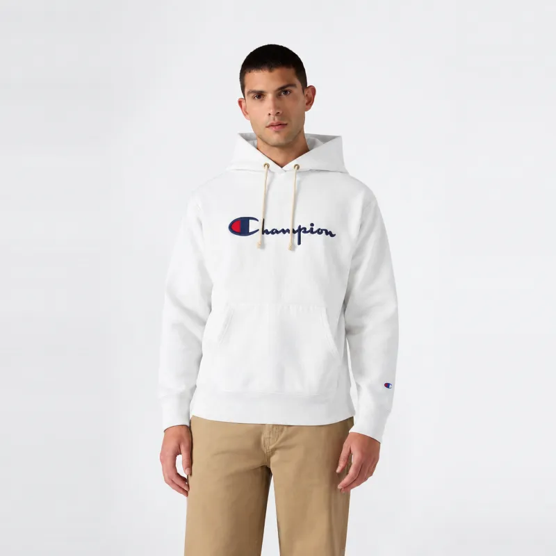 Men's Knitted Embroidered Logo Hooded Sweatshirt made by Champion