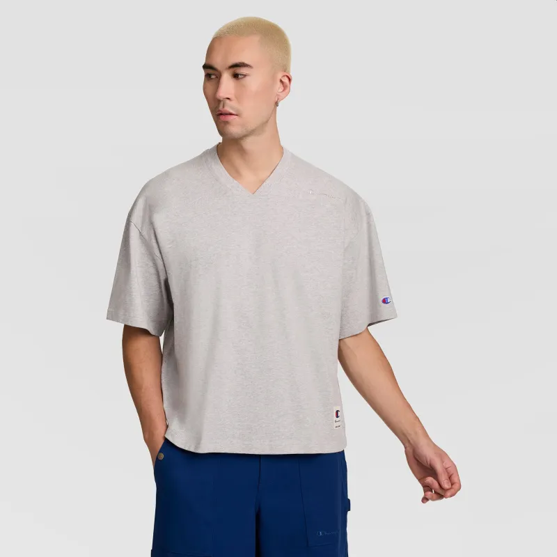 Short Sleeve Boxy T-Shirt, Embroidered Script Logo made by Champion