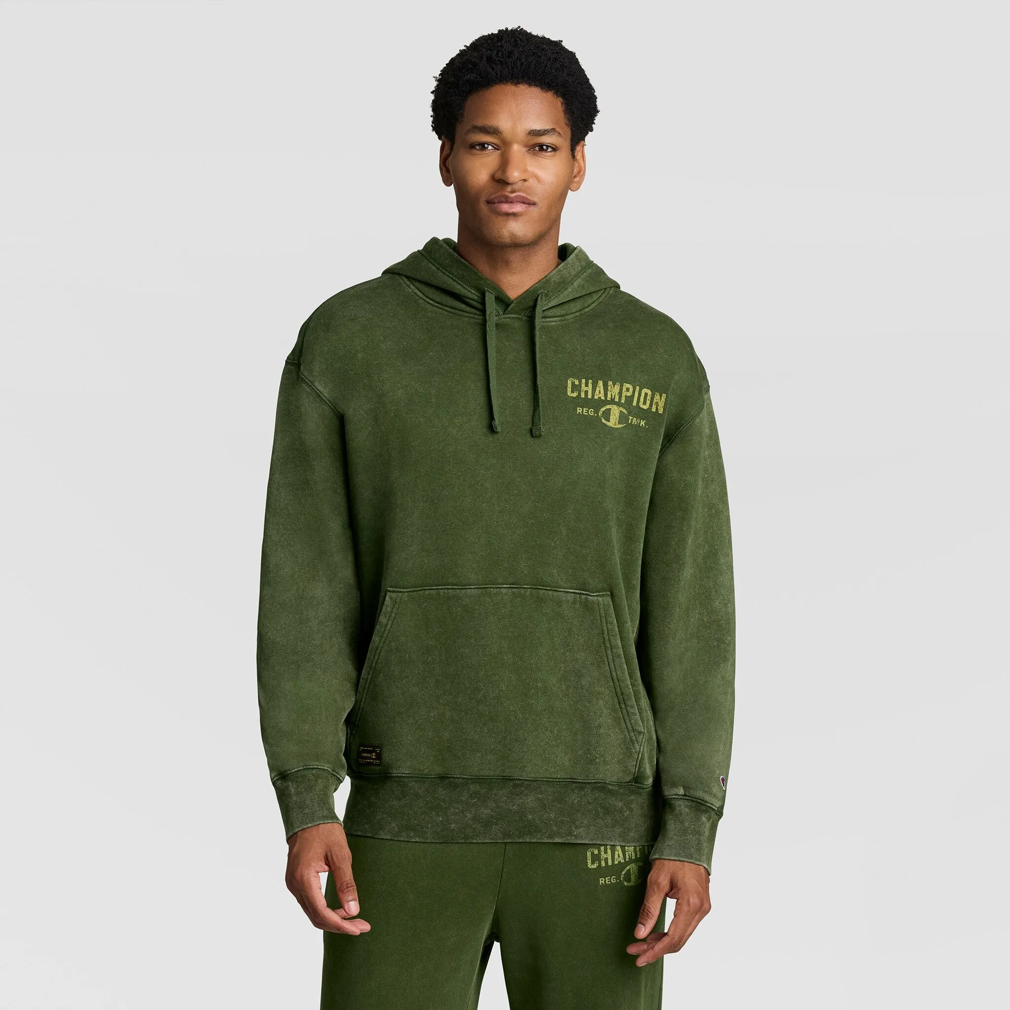 Mineral Wash Pullover Hoodie, C Patch Logo sold by Champion