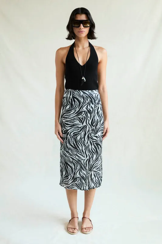 Alma Wrap Skirt Zebra sold by Chan Luu