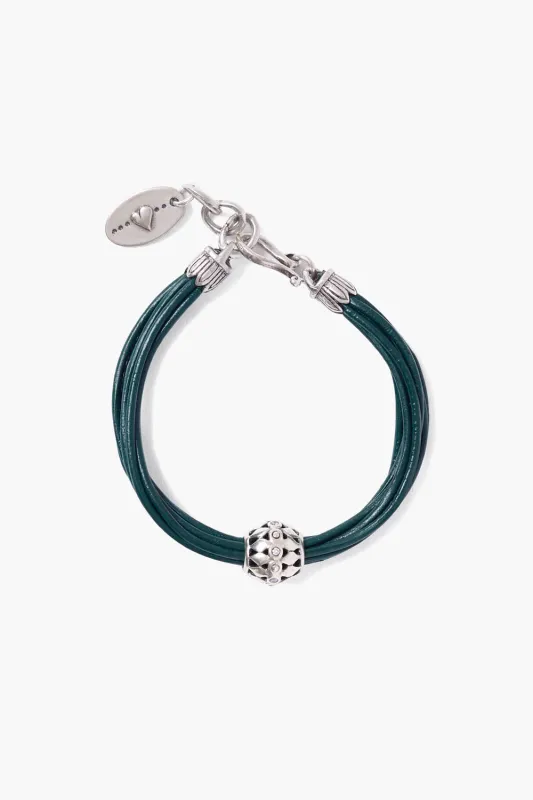 James Leather Bracelet Green sold by Chan Luu