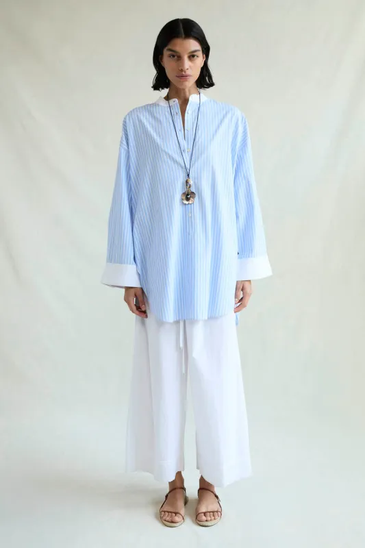 Falling Flower Tunic Blue Stripe sold by Chan Luu