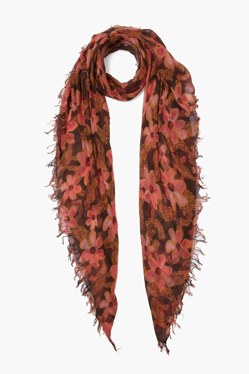Cashmere and Silk Scarf Fired Brick Meadow Floral sold by Chan Luu