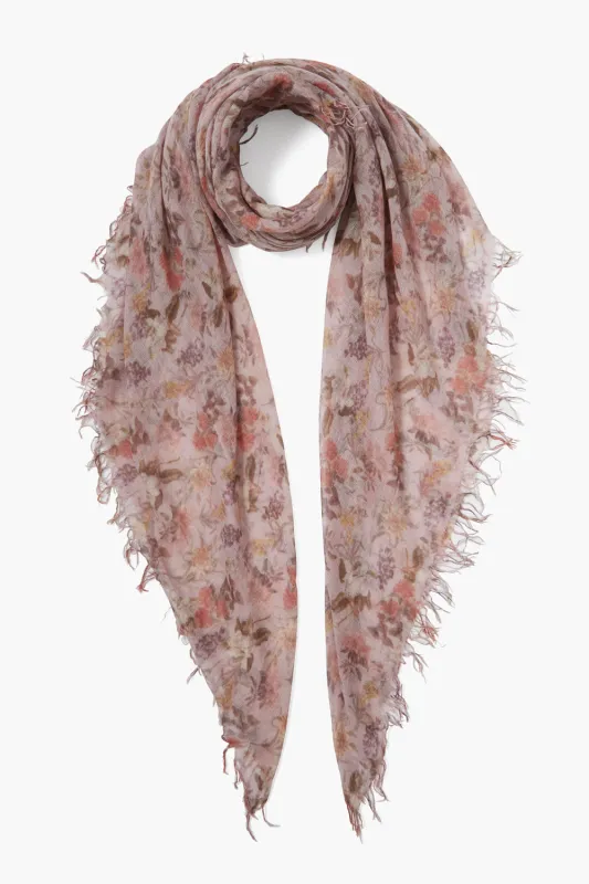 Cashmere and Silk Scarf Mauve Chalk Floral sold by Chan Luu