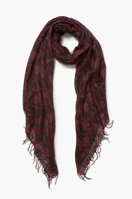 Cashmere and Silk Scarf Wine Kantha Floral sold by Chan Luu