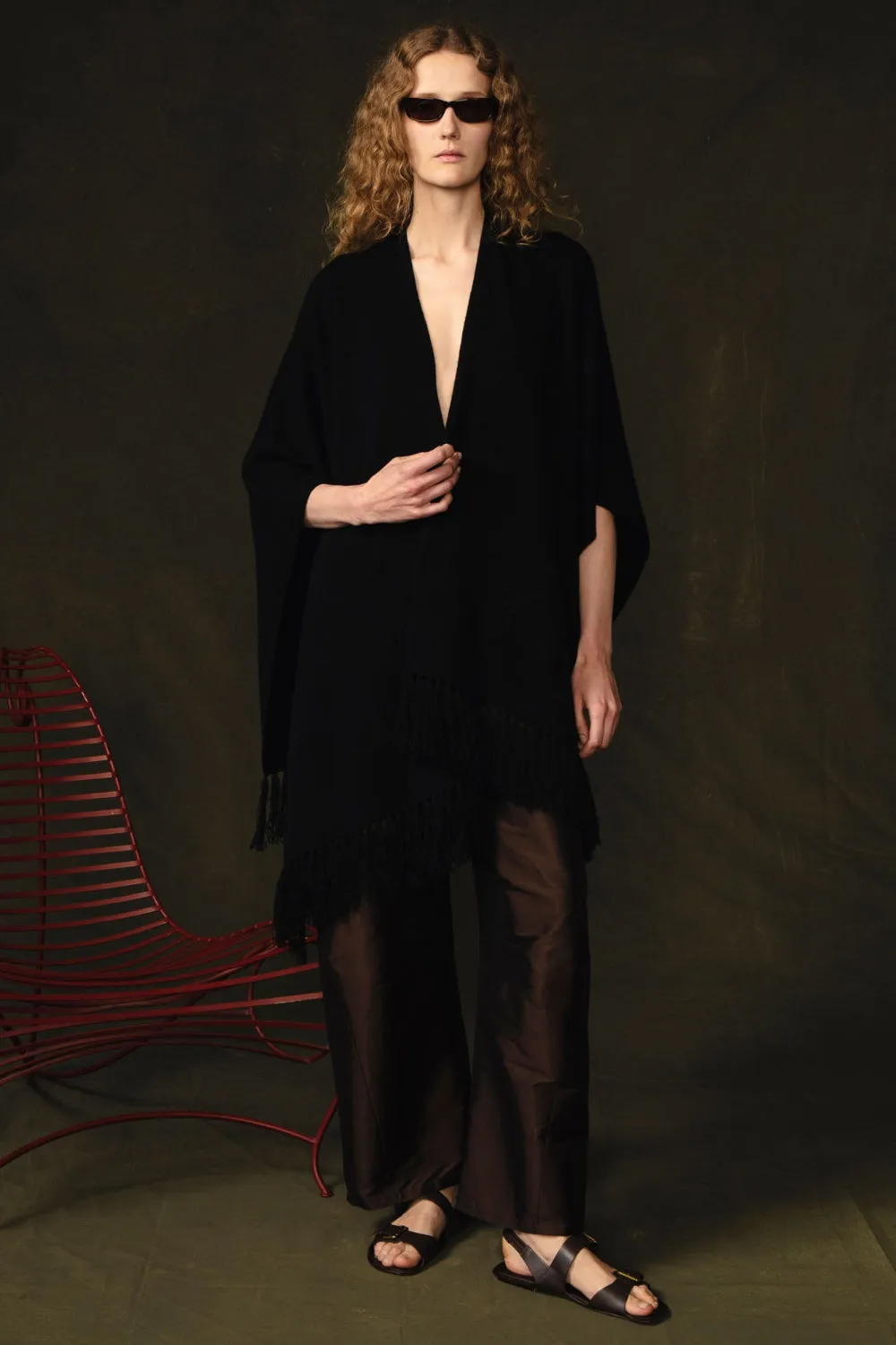 Wool Cashmere Knit Cape Black sold by Chan Luu product image thumbnail 2