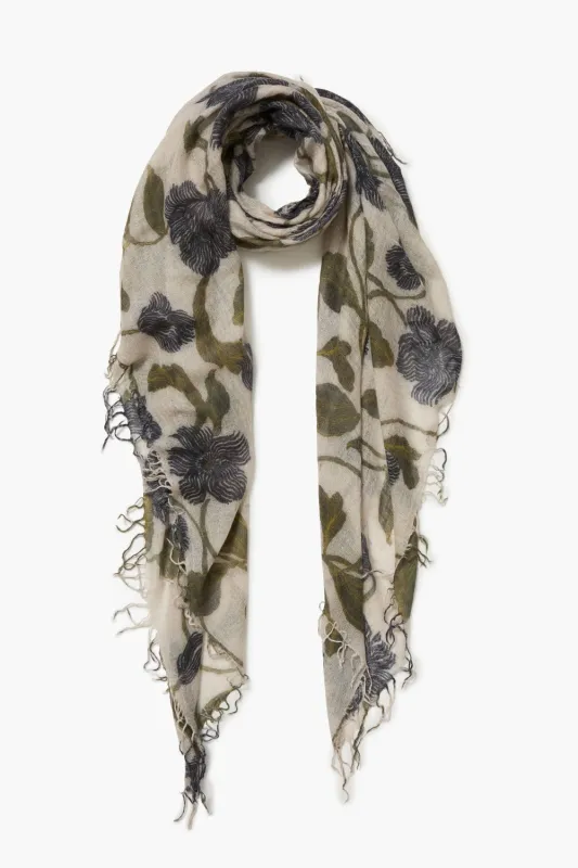 Cashmere and Silk Scarf Creme Morning Glory Floral sold by Chan Luu