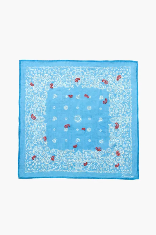 Embroidered Paisley Bandana Mediterranean Blue sold by Chan Luu