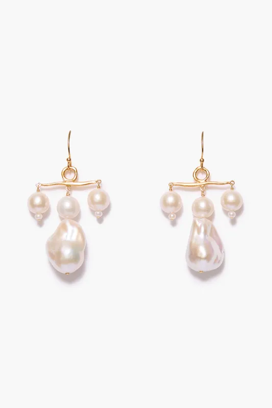 Caroline Earrings White Pearl sold by Chan Luu
