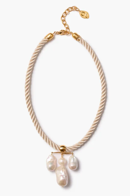 Caroline Twist Cord Necklace White Pearl sold by Chan Luu