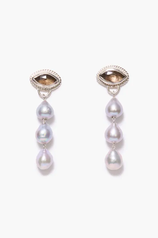 Gaze Tiered Earrings Grey Pearl sold by Chan Luu