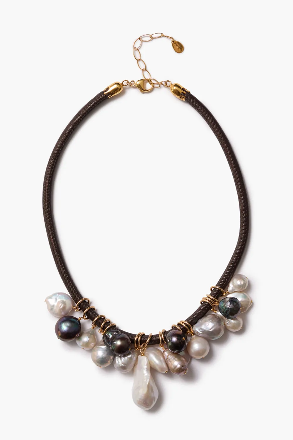 Lea Leather Collar Necklace Pearl sold by Chan Luu