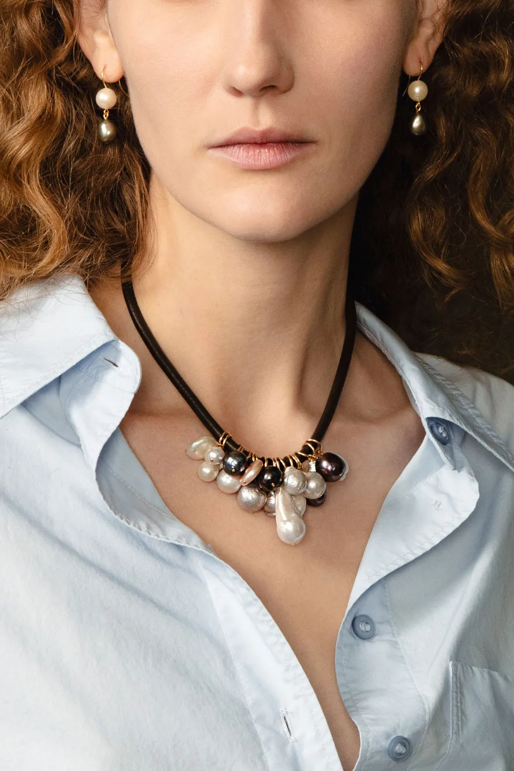 Lea Leather Collar Necklace Pearl sold by Chan Luu product image thumbnail 2