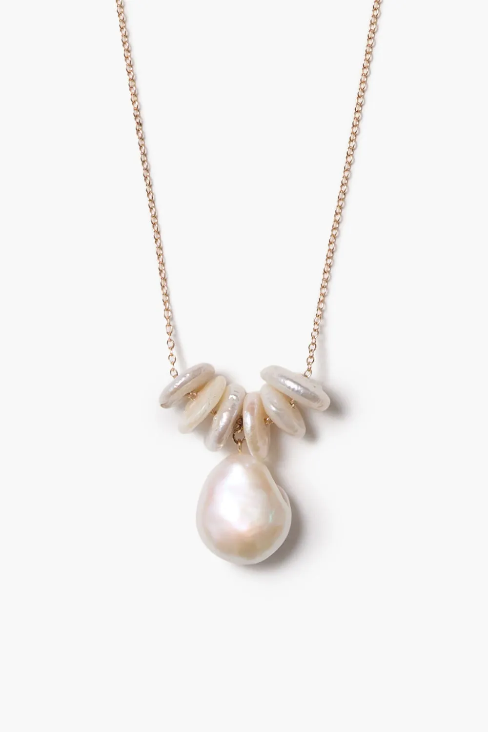 14k Abacus Necklace White Pearl sold by Chan Luu