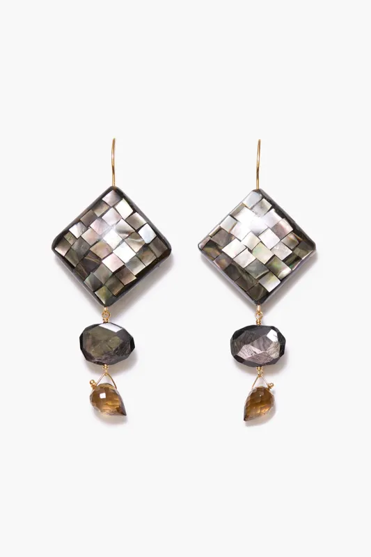 Siren Square Drop Earrings Black MOP made by Chan Luu