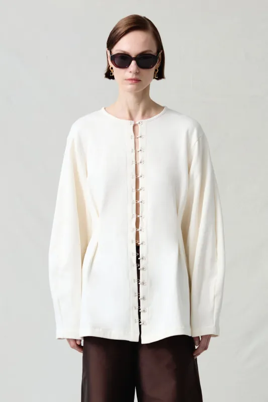 Pinch Waist Cardigan Ivory sold by Chan Luu