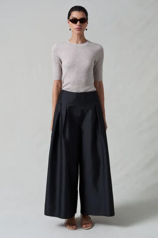 Techno Taffeta Ultra Wide Leg Trouser Black sold by Chan Luu