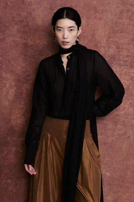 Nicola Scarf Blouse Black made by Chan Luu