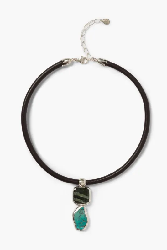 Totem Leather Necklace Turquoise sold by Chan Luu