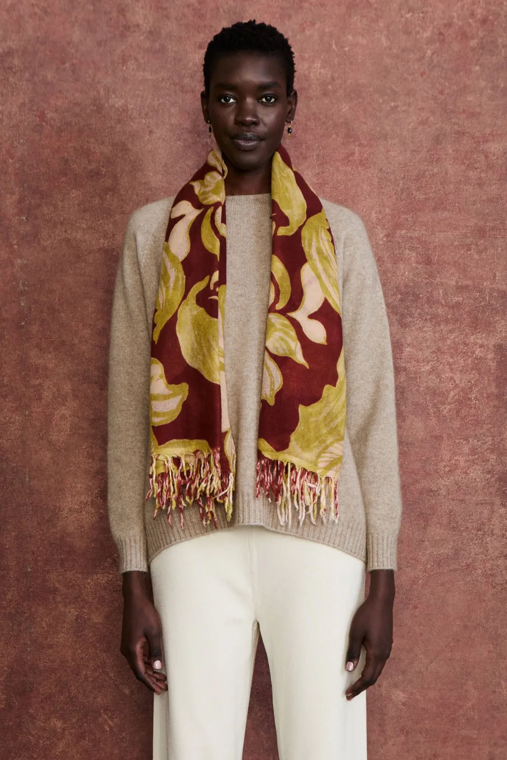 100% Cashmere Scarf Cabernet Floral sold by Chan Luu product image thumbnail 2