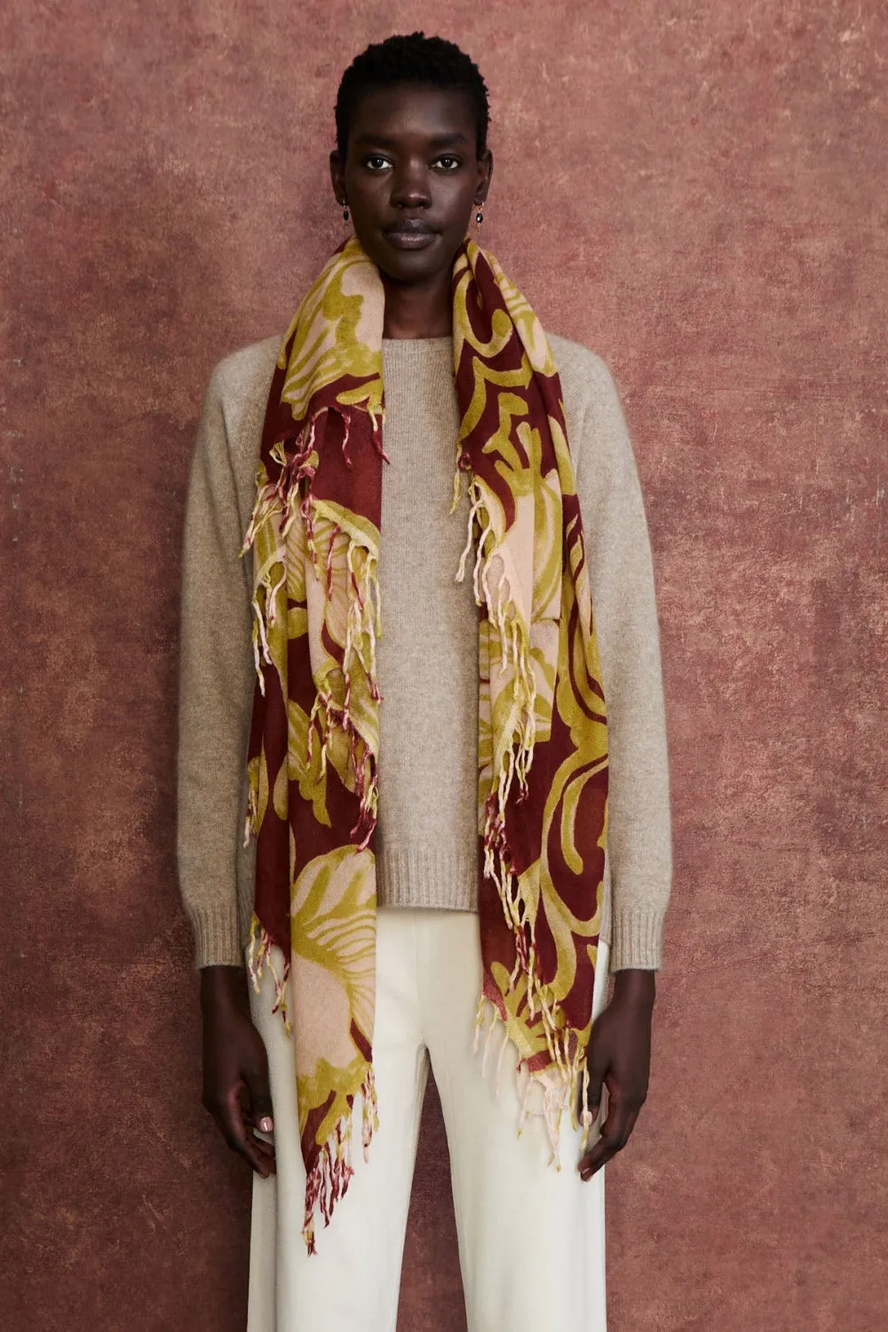 100% Cashmere Scarf Cabernet Floral sold by Chan Luu product image thumbnail 3