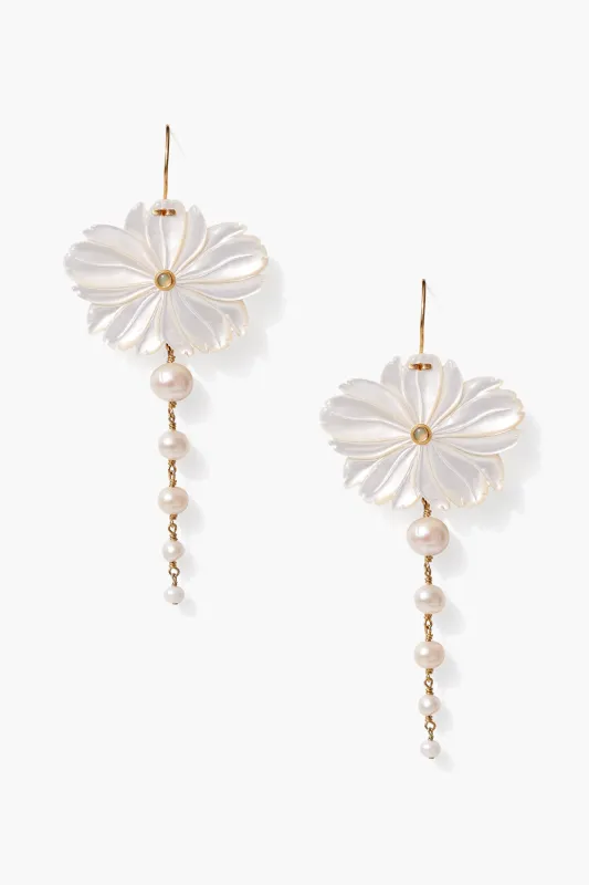 Magnolia Drop Earrings White sold by Chan Luu